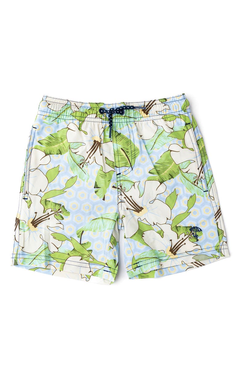 Shade Critters Hibiscus Swim Trunks, Main, color, Blue