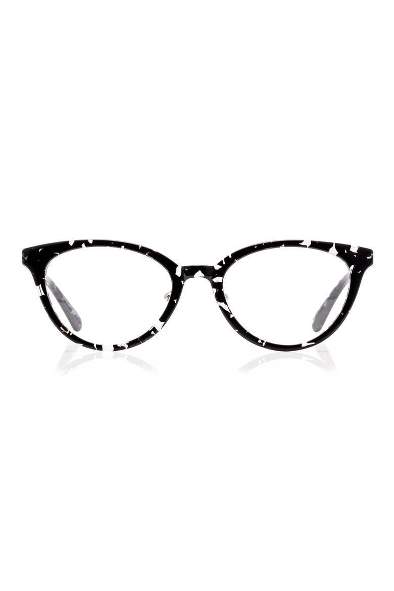 Statuette 51mm Cat Eye Reading Glasses, Alternate, color, BLACK / CRYSTAL TORT / SILVER