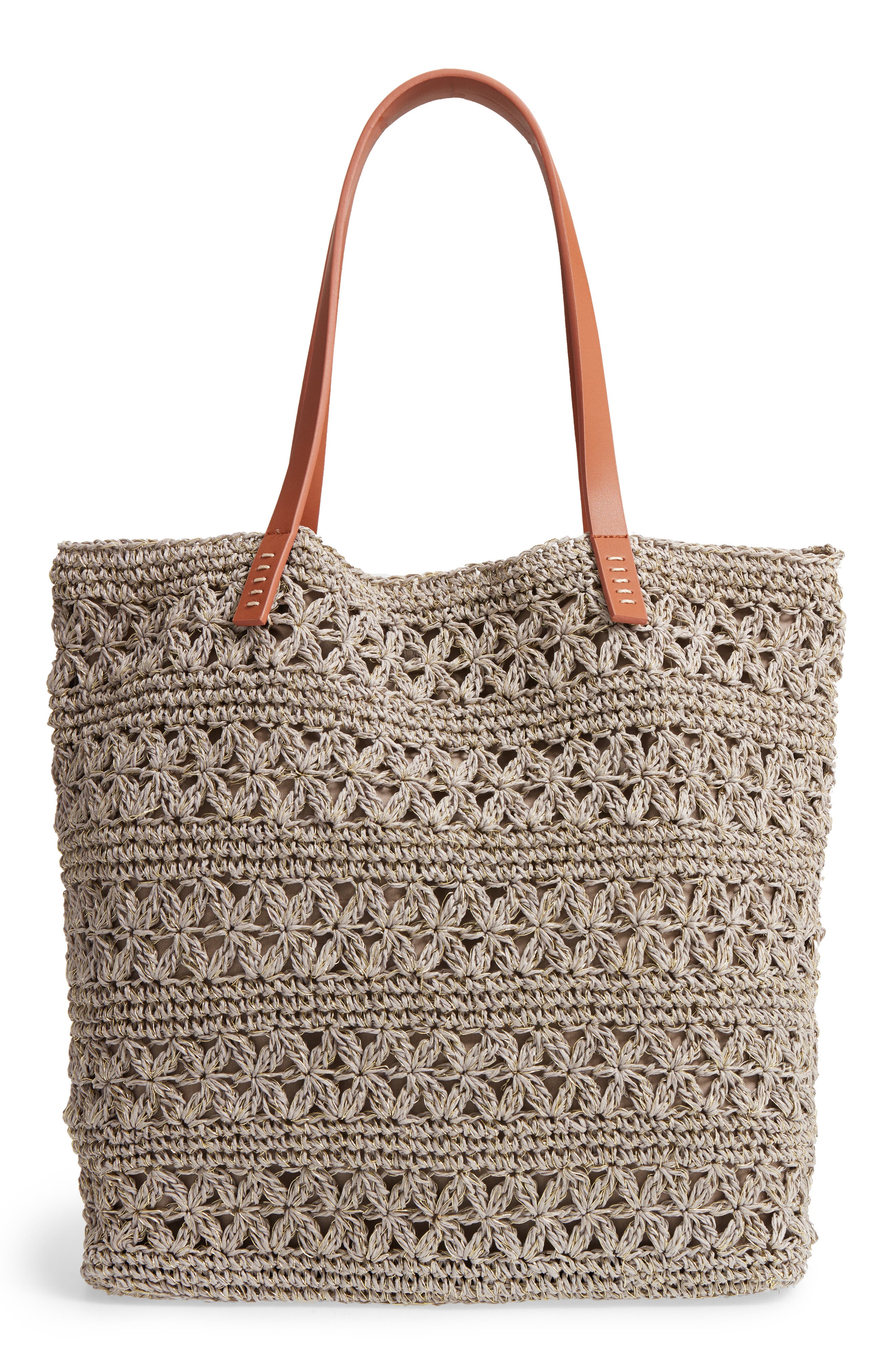 Nordstrom Packable Raffia Crochet Tote, Alternate, color, 