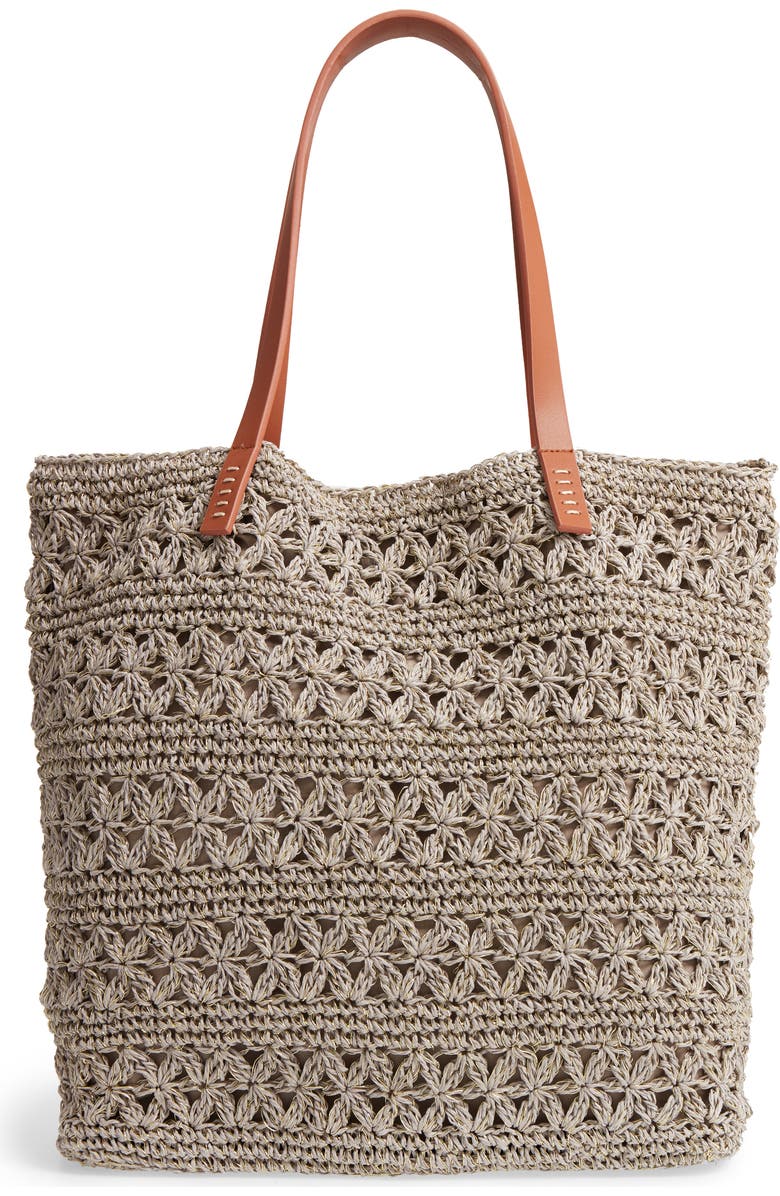 Nordstrom Packable Raffia Crochet Tote, Alternate, color,