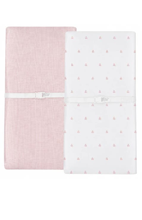 Gingham Bear Collection Baby Changing Pad Cover - Cradle Sheet 2 Pack