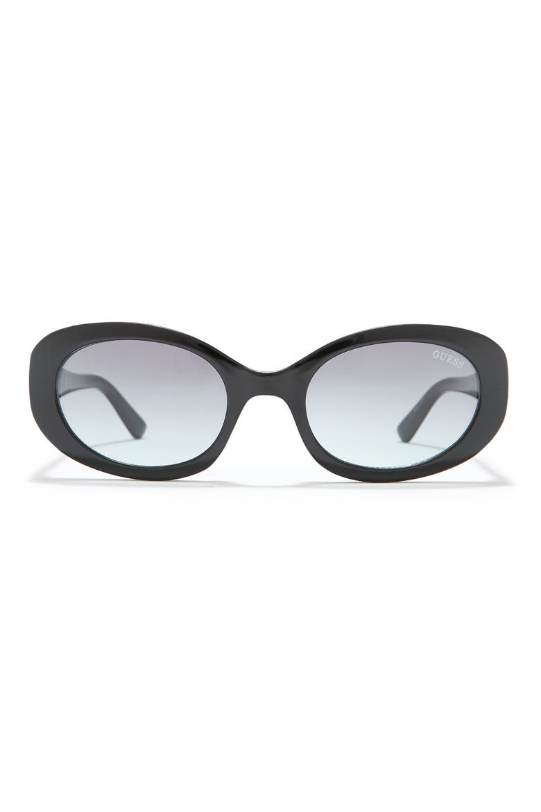 52mm Oval Sunglasses, Main, color, SHINY BLACK / GRADIENT SMOKE