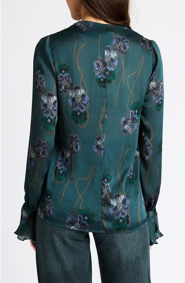 Santorelli Rue Long Sleeve Blouse in Crepe Georgette, Alternate, color, Steel Teal