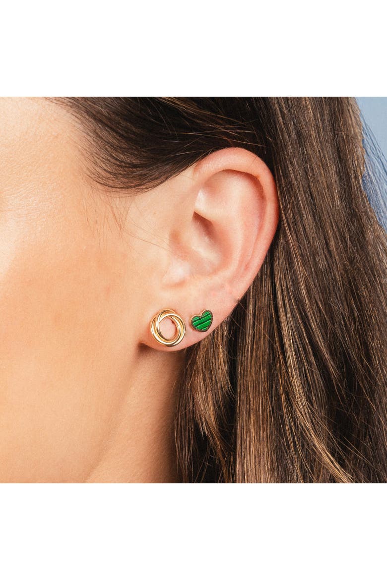 Flat Gold Circle Stud Earrings, Alternate, color, Yellow Gold