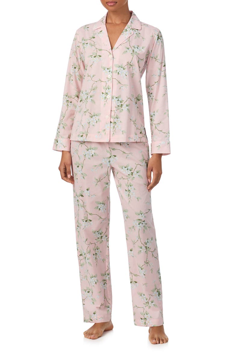 Floral Cotton Blend Pajamas, Main, color, BLUSH FLORAL