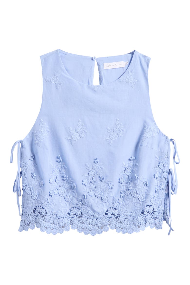 Eyelet Embroidered Side Tie Cotton Tank, Alternate, color, PERIWINKLE