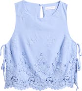 All in Favor Eyelet Embroidered Side Tie Cotton Tank