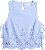 All in Favor Eyelet Embroidered Side Tie Cotton Tank