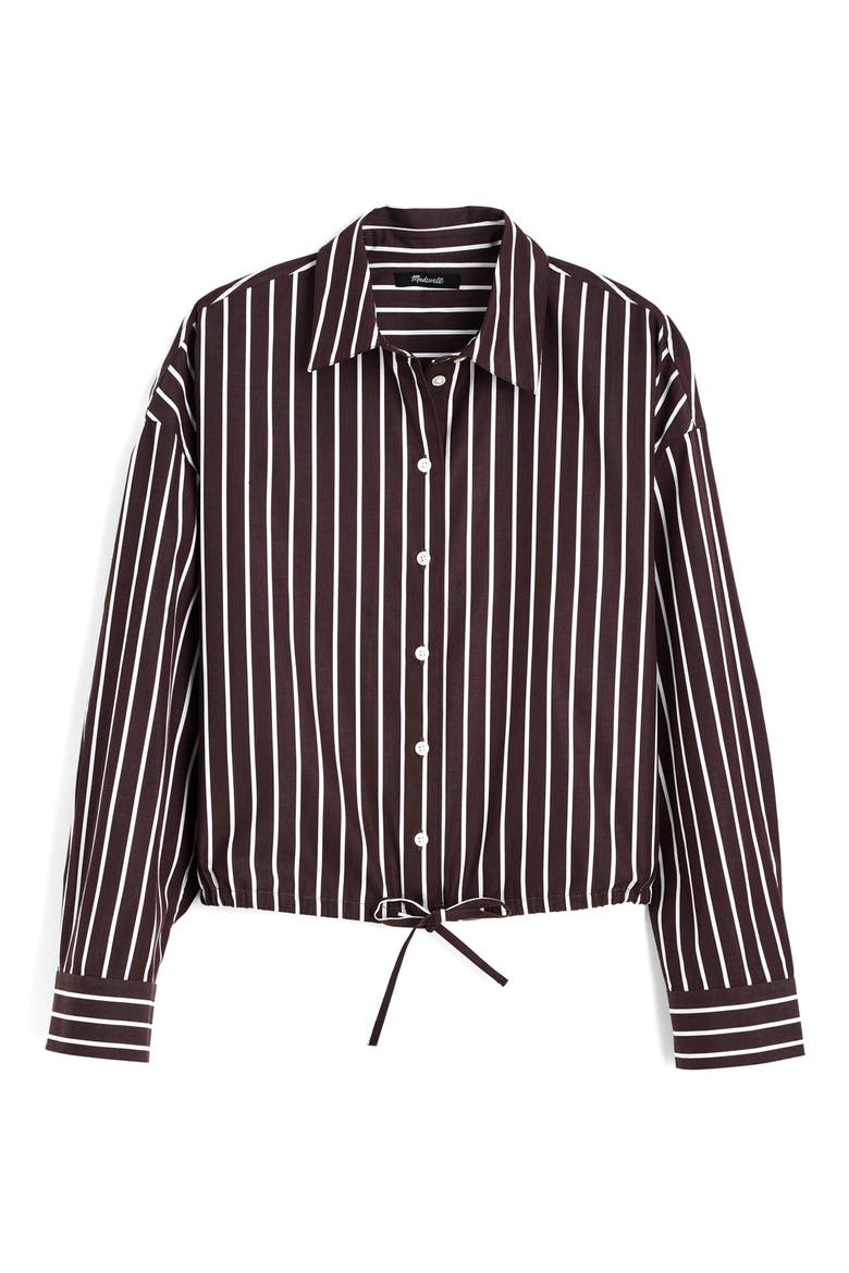 Drawstring Poplin Button-Up Shirt, Alternate, color, CHOCOLATE PLUM