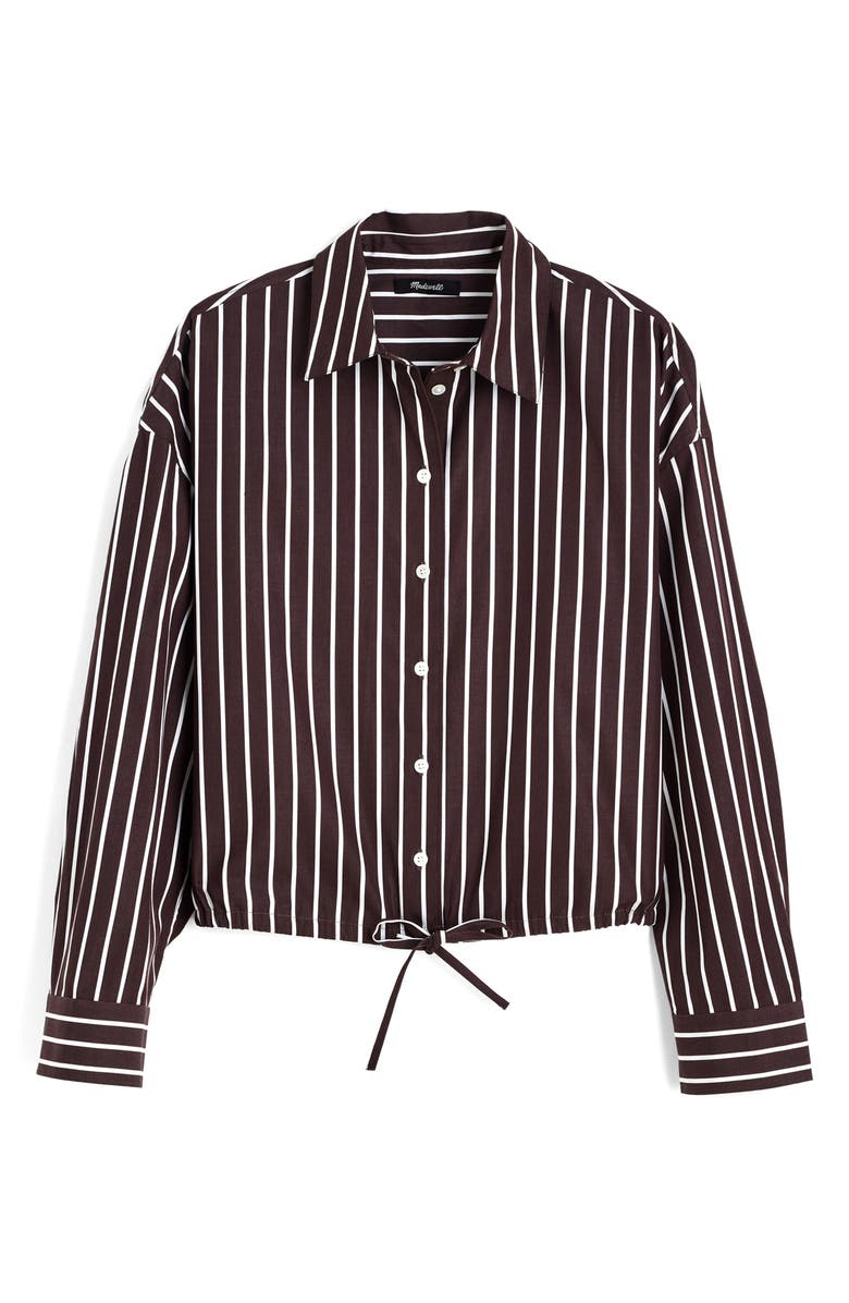 Madewell Drawstring Poplin Button-Up Shirt, Alternate, color, Chocolate Plum