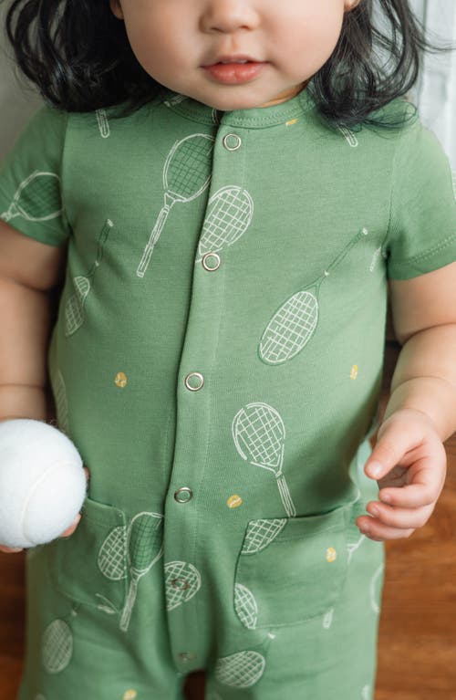 Pehr Octopus Oasis Patch Pocket Organic Cotton Romper In Green