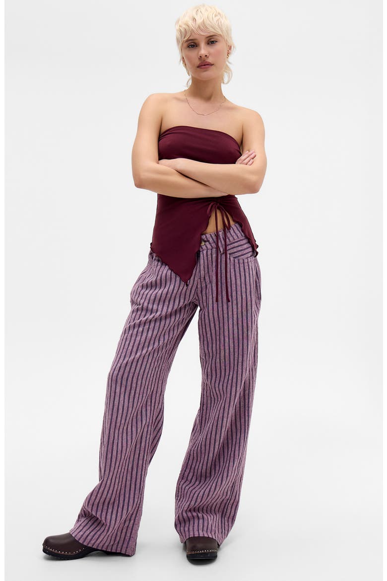 Kayla Stripe Linen Wide Leg Pants, Alternate, color, PURPLE STRIPE