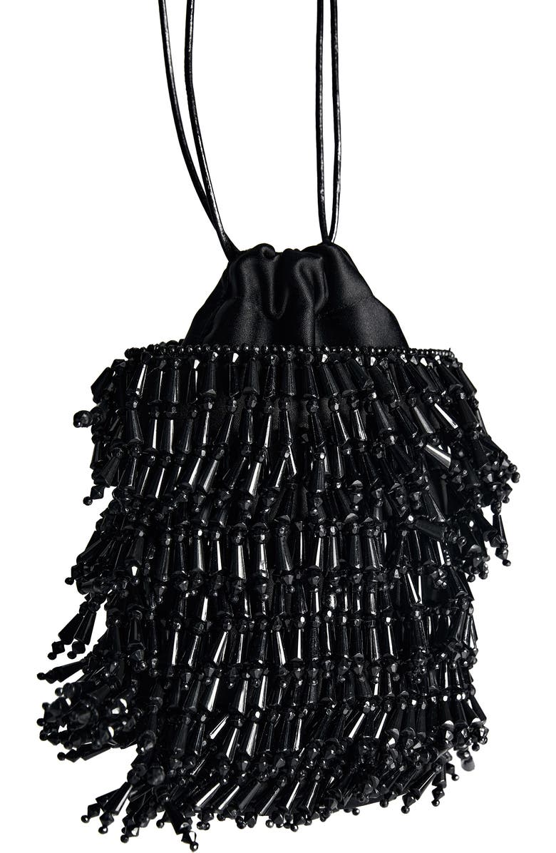 MANGO Beaded Drawstring Bucket Bag, Alternate, color,