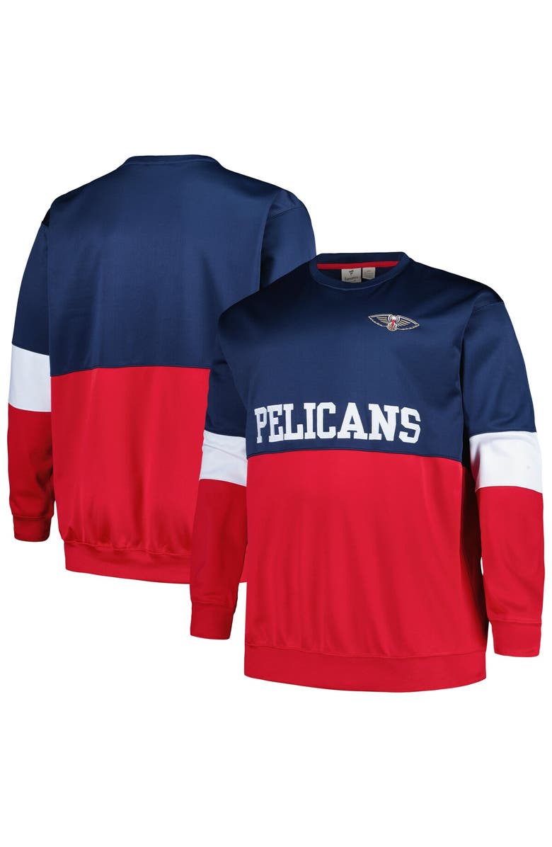 FANATICS Men's Fanatics Branded Navy/Red New Orleans Pelicans Big & Tall Split Pullover Sweatshirt, Main, color, Navy