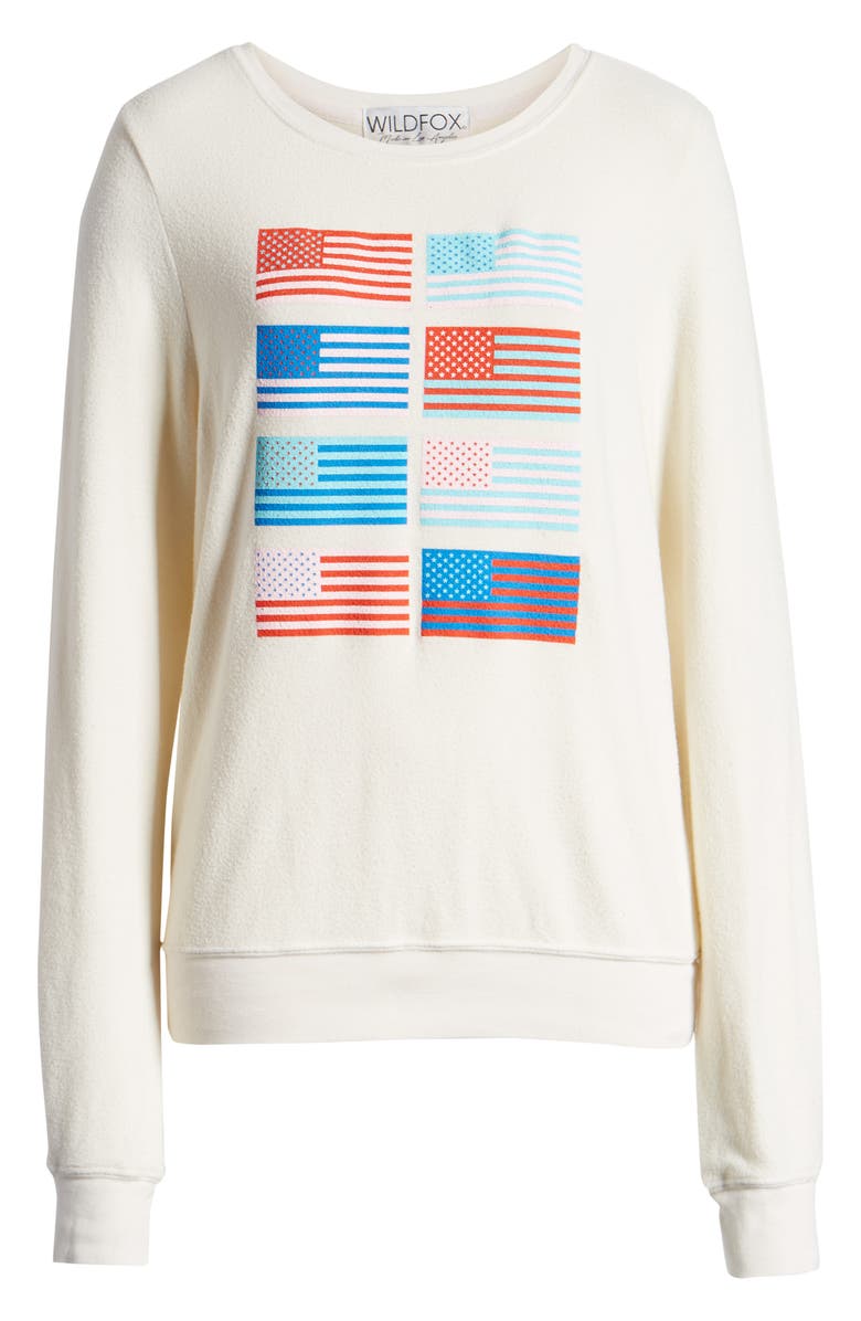 Wildfox Pop Americana Flag Print Baggy Beach Jumper Sweatshirt, Alternate, color,