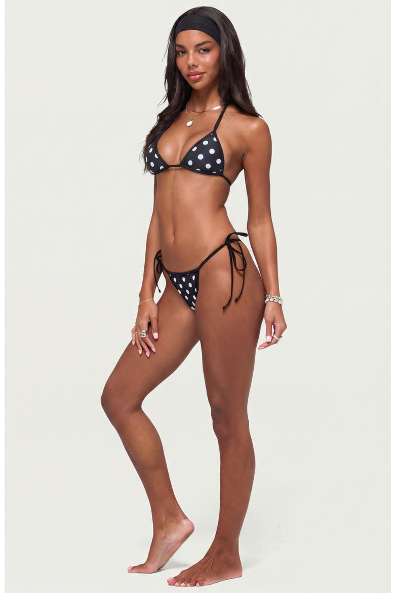 Tora Polka Dot Triangle Reversible Bikini Top, Alternate, color, BLACK/ WHITE