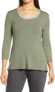 Loveappella Leopard Stripe Peplum Top
