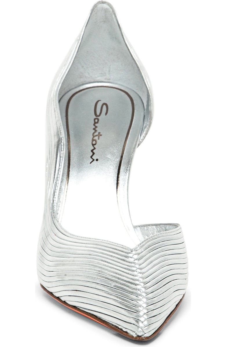 Santoni Women's leather high-heel pump, Alternate, color, Silver