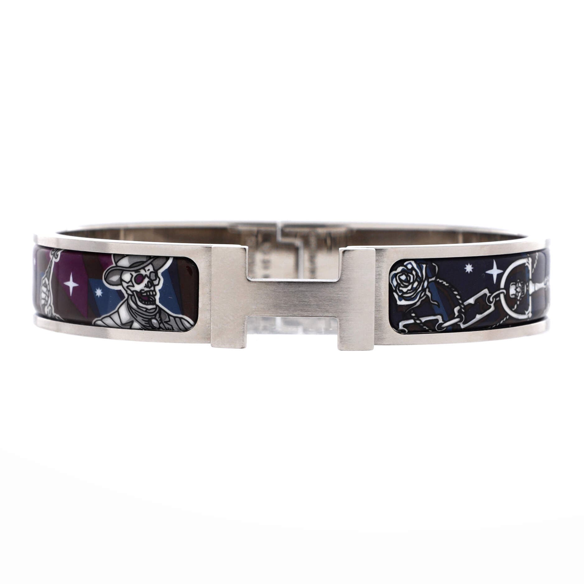Clic HH Bracelet Printed Enamel with Brushed Hardware Narrow, Main, color, Purple