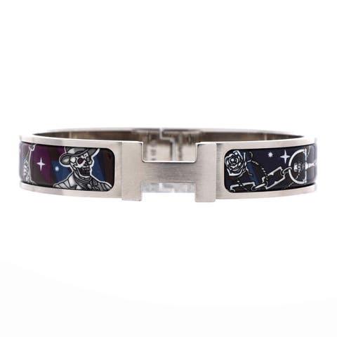 Clic HH Bracelet Printed Enamel with Brushed Hardware Narrow