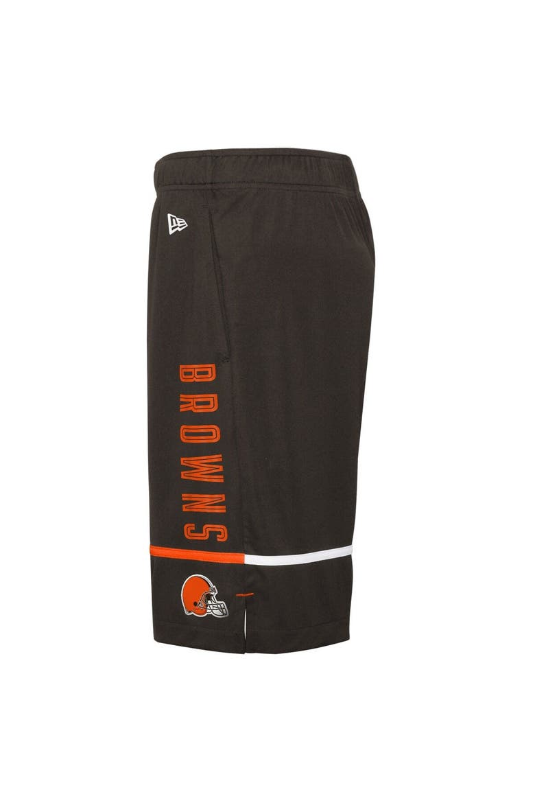 Men's New Era Brown Cleveland Browns Combine Authentic Rusher Training Shorts, Alternate, color, Brown