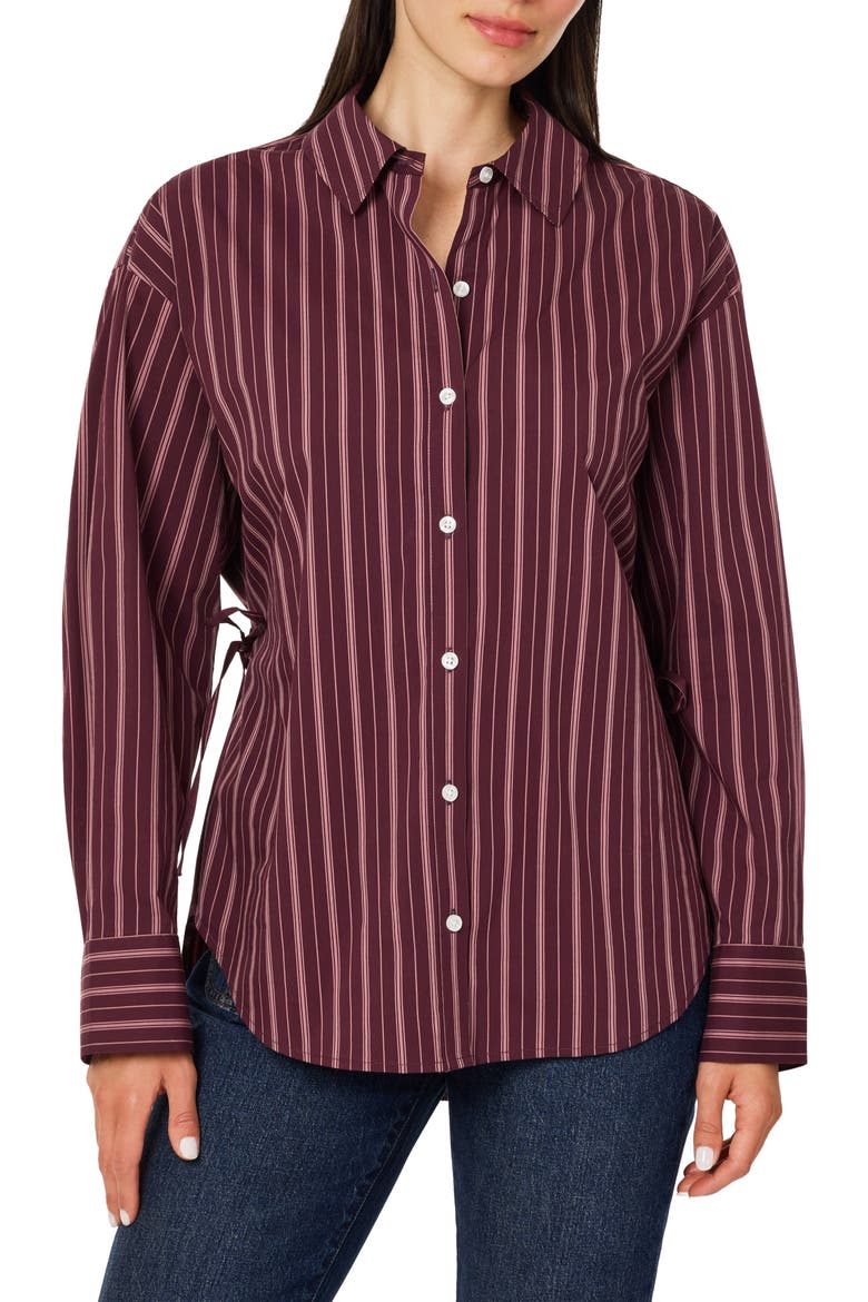 Striped Poplin Cinch Back Shirt, Main, color, WINETASTING STRIPE