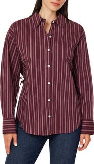 Habitual Striped Poplin Cinch Back Shirt