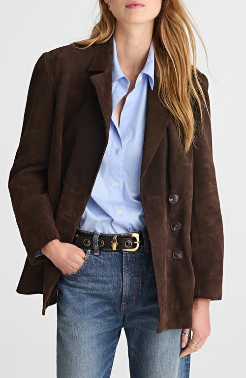 Madewell Double-breasted Suede Blazer In Brown