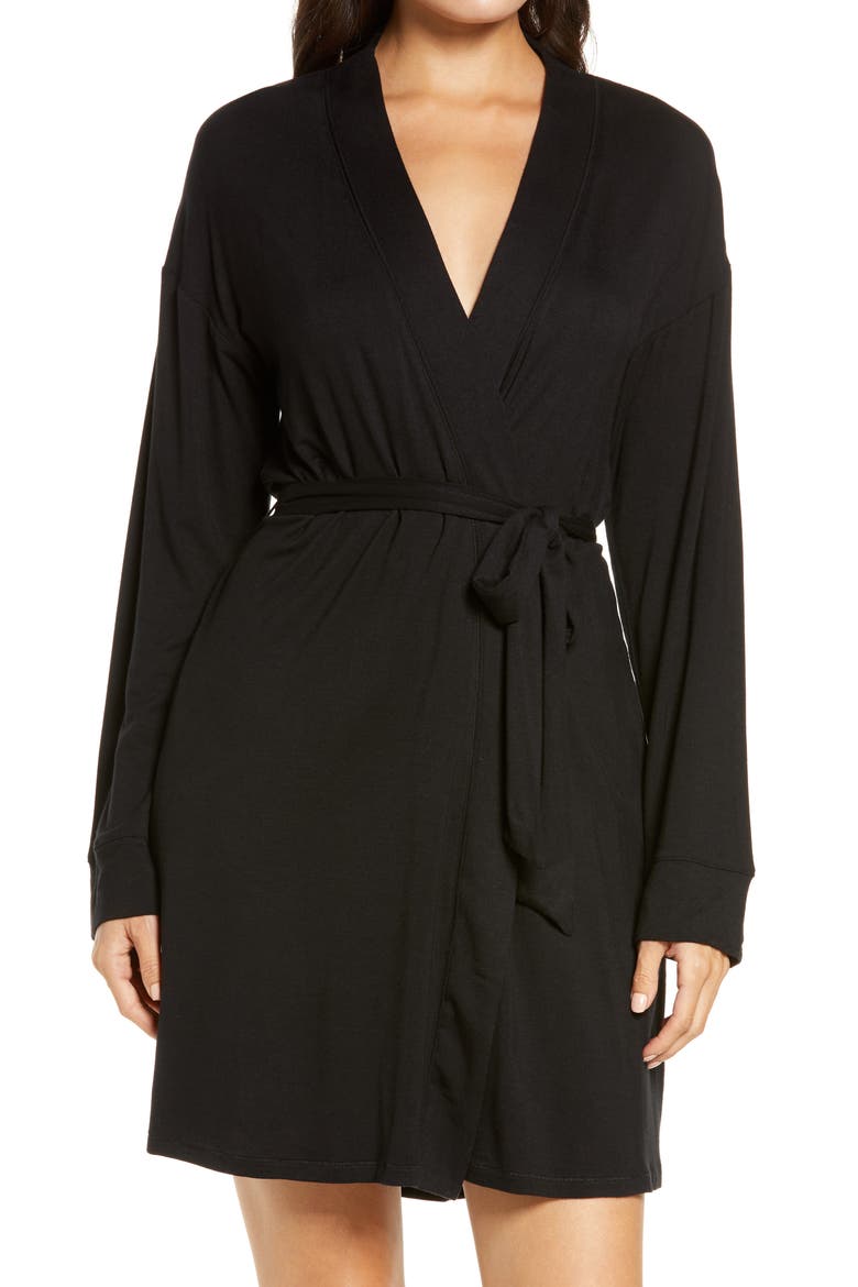 'SKIMS Sleep Short Robe, Main, color, ONYX