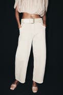 H&M High-waist Barrel-leg Ankle Jeans