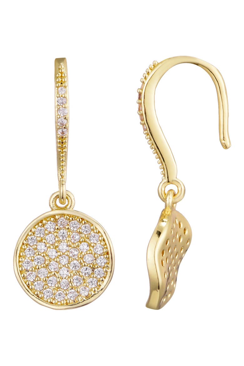 Cubic Zirconia Pebble Wavy Drop Earrings, Main, color, GOLD