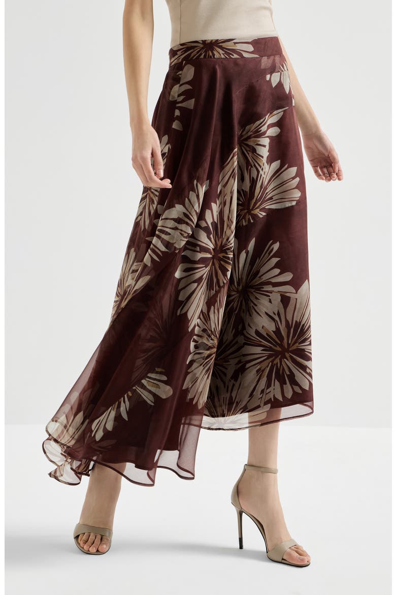 Bloom print fluid skirt, Alternate, color, Bordeaux