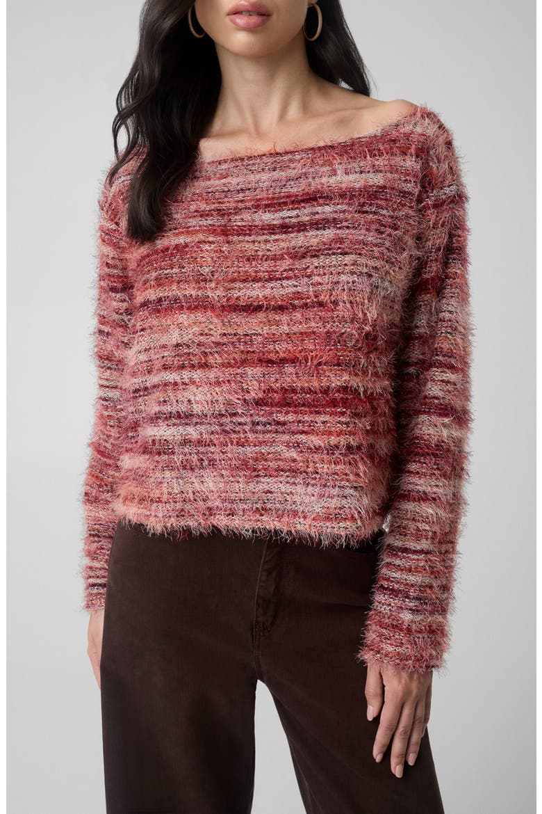 Justina Space Dye Fuzzy Bateau Neck Top, Main, color, F54P-BRIGH