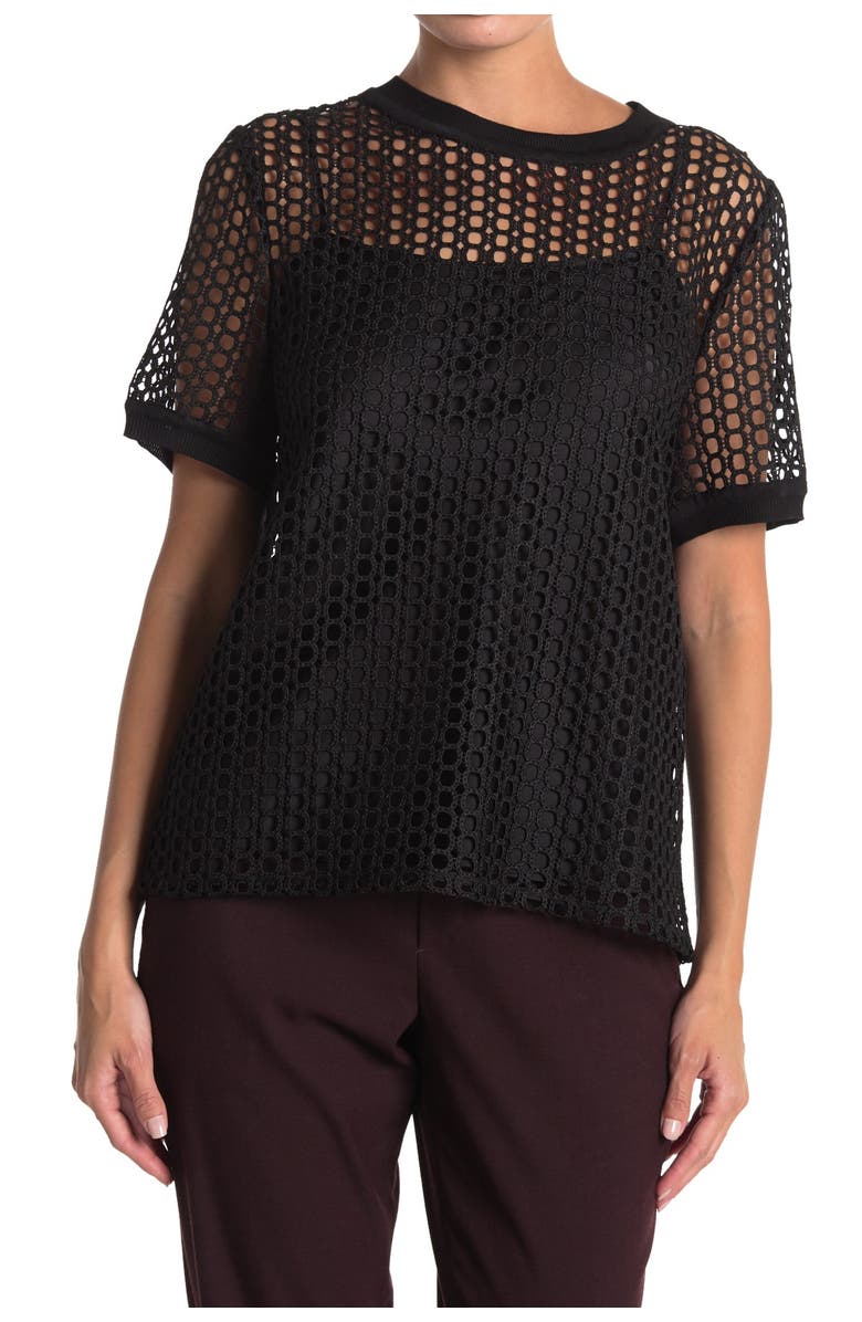Elie Tahari Java Eyelet Lace T-Shirt, Main, color, 