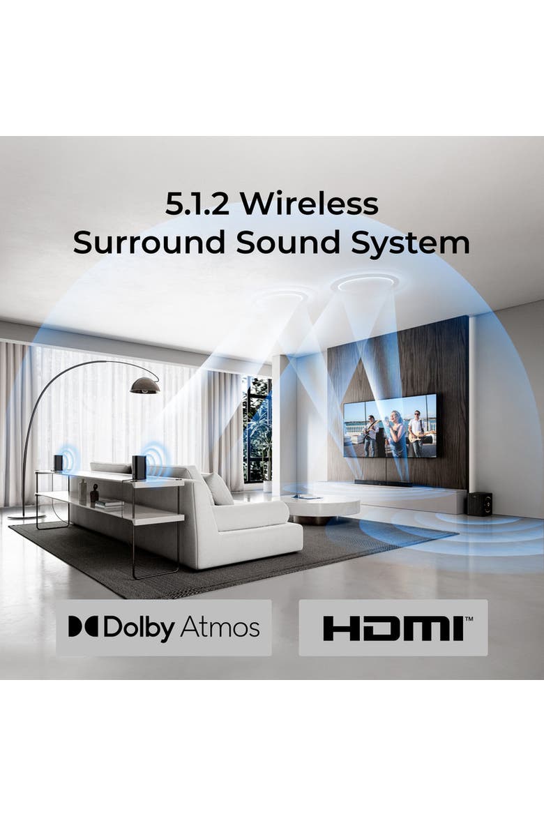 Skywave Series 5.1.2ch Wireless Surround Sound System, Alternate, color, Black