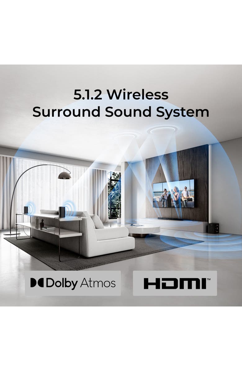 Ultimea Skywave Series 5.1.2ch Wireless Surround Sound System, Alternate, color, Black