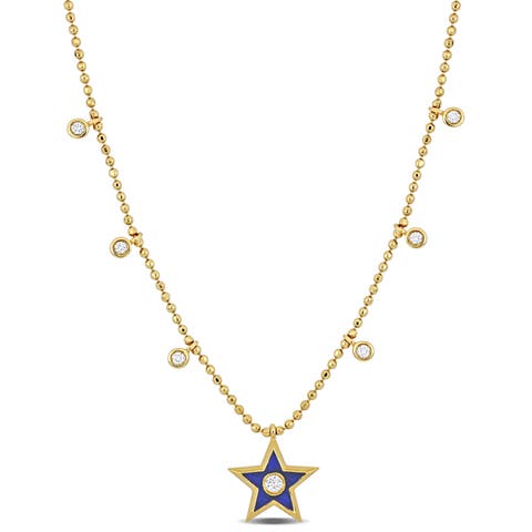 Diamond Symbol Station Necklace 14k Gold
