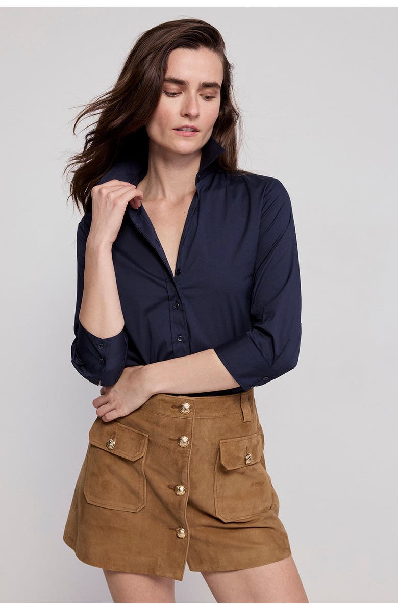 The Shirt by Rochelle Behrens The 3/4 Sleeve Icon Shirt, Alternate, color, Dark Navy