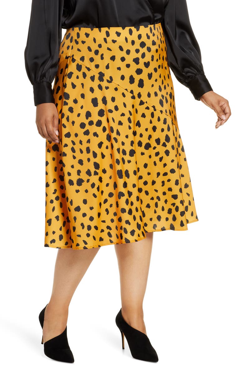 ELOQUII R29 x ELOQUII Animal Print Satin Skirt, Main, color, 