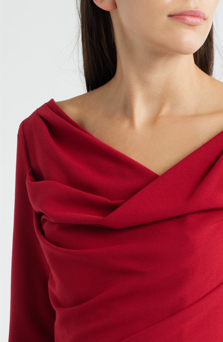 Black Halo Asymmetric Neck Long Sleeve Minidress, Alternate, color, Ruby