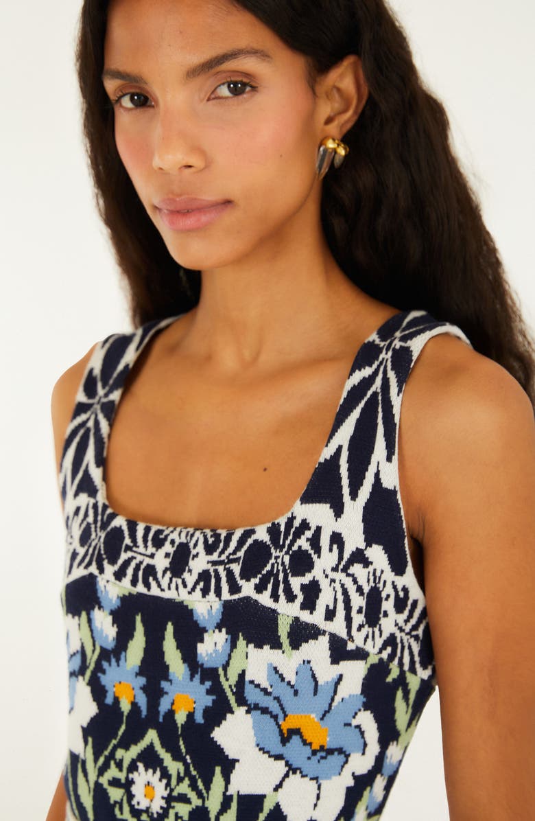 FARM Rio Manoela Tile Print Jacquard Knit Dress, Alternate, color, Off-White