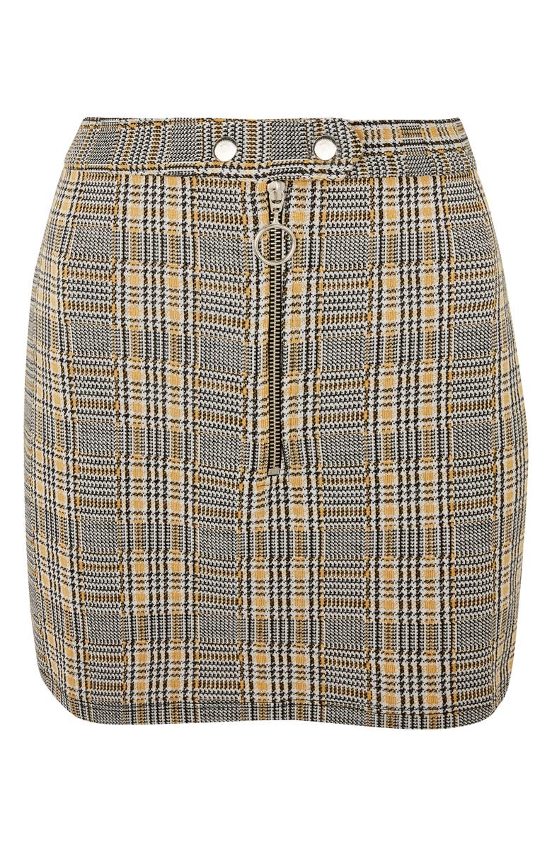 Topshop Zip Popper Plaid Miniskirt, Alternate, color,
