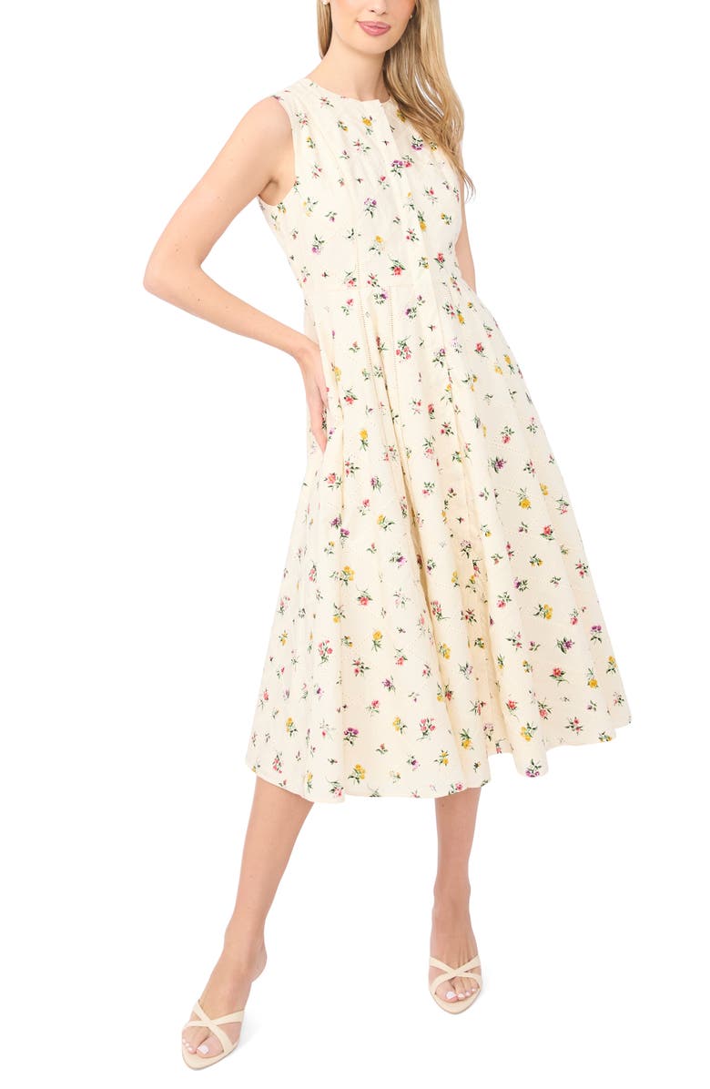 Ted Baker Joanne Floral Print Midi Dress, Main, color, Vanilla Ice