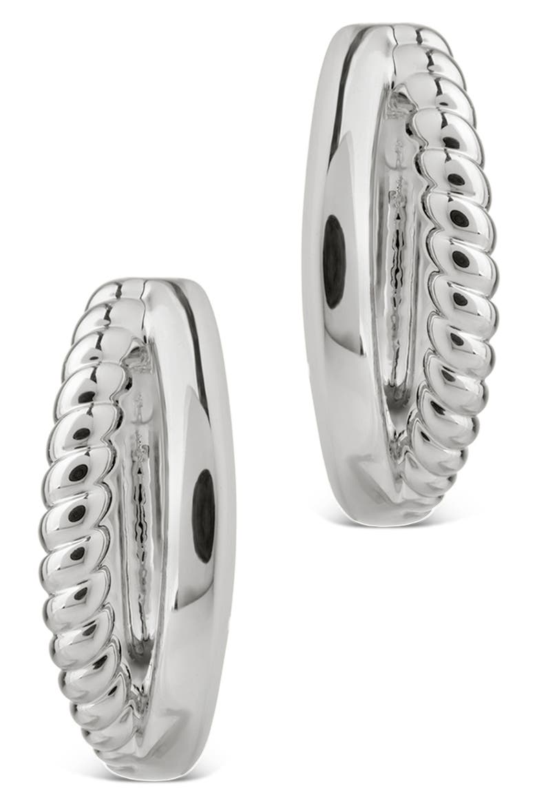 Judit Braided & Polished Micro Huggie Hoop Earrings, Alternate, color, SILVER
