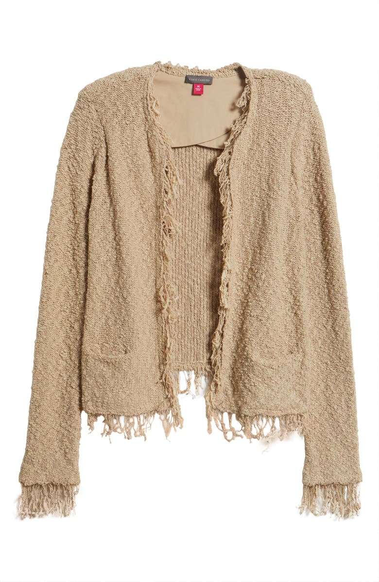 Vince Camuto Fringe Crop Jacket, Alternate, color, Camel