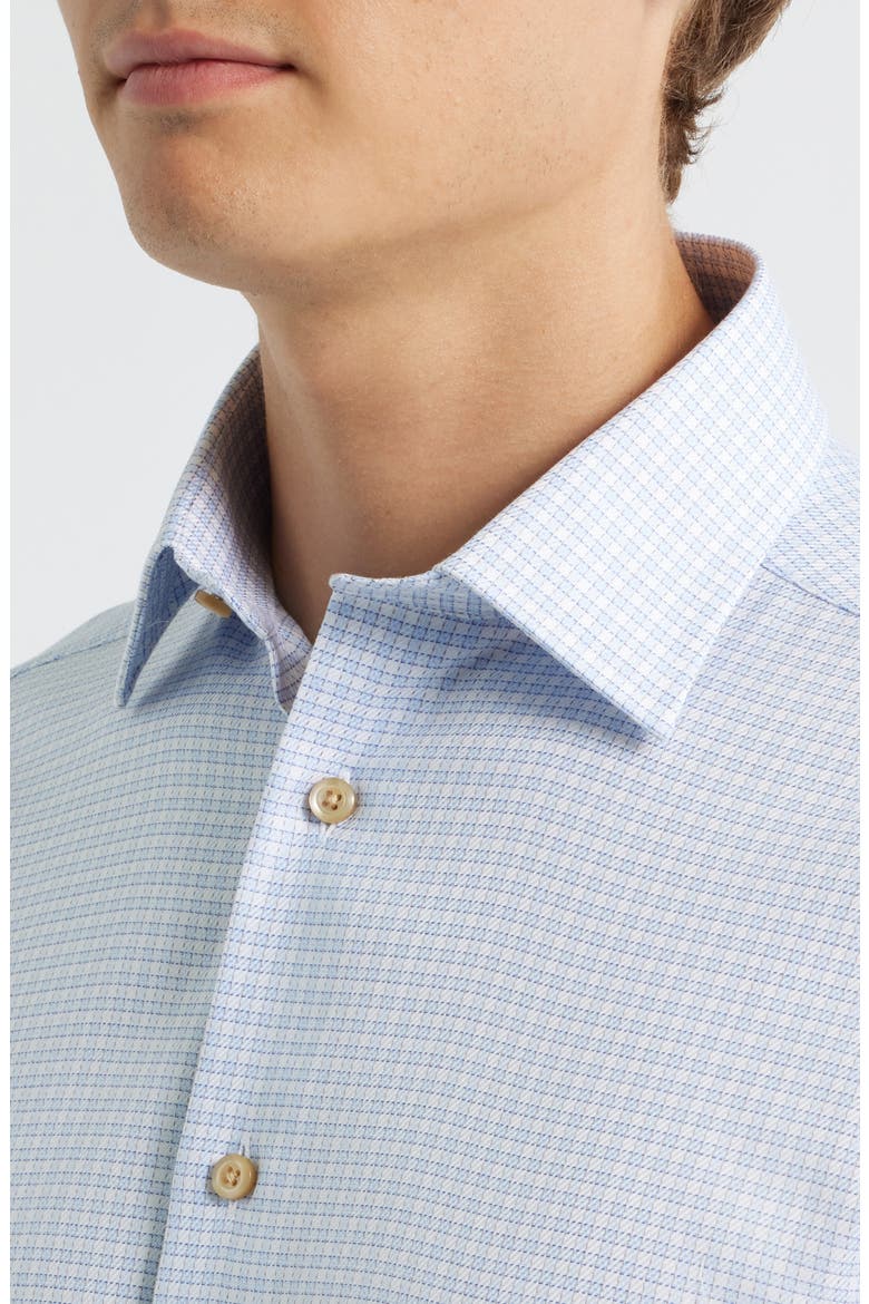 Trim Fit Check Cotton Dress Shirt, Alternate, color, SKY/CHOCOLATE