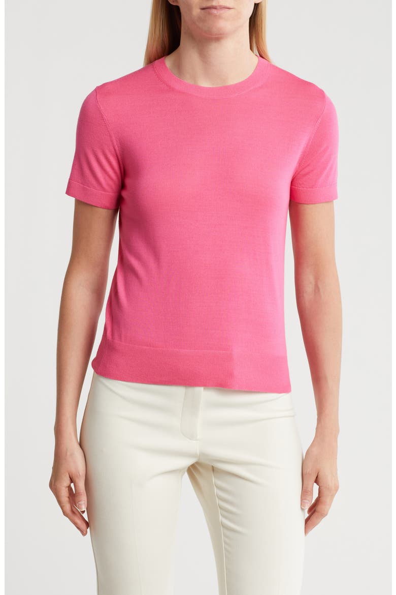 P Regal Short Sleeve Wool Blend Sweater, Main, color, PNK AZALEA