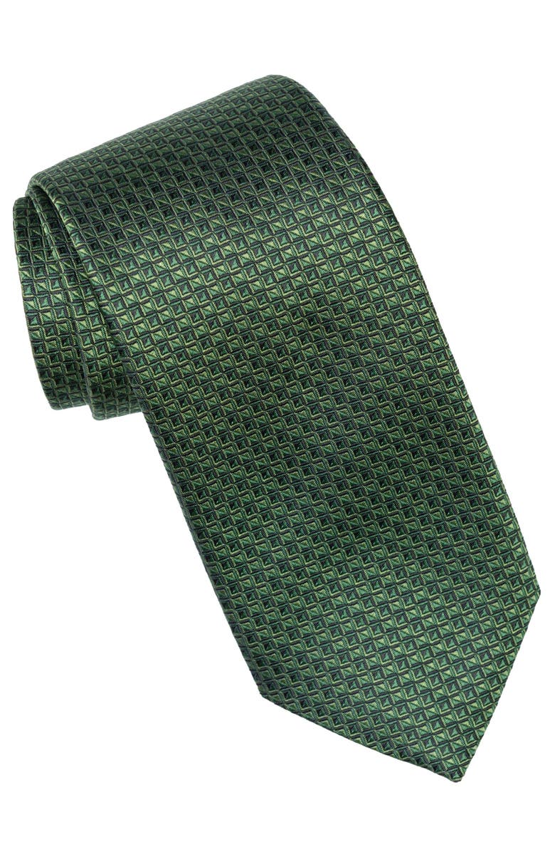 Elizabetta Brunelli - Extra Long Silk Jacquard Tie for Men, Main, color, Green
