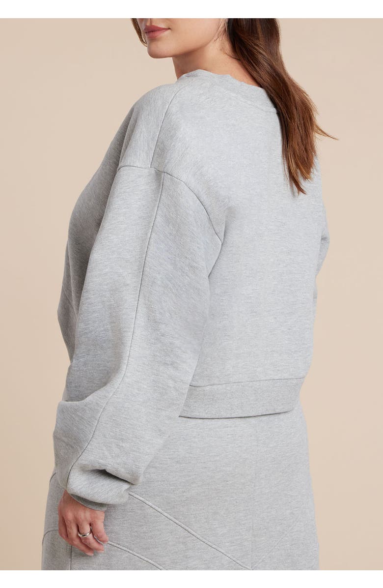 ELOQUII Rounded Sleeve Sweatshirt, Alternate, color, Heather Grey
