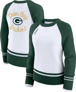 WEAR by Erin Andrews Women's WEAR by Erin Andrews White/Green Green Bay Packers Colorblock Raglan Sweater